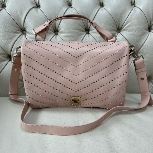 NWT Stuart Weitzman Lamb Leather Studded Bag Shoulder Strap Large - Picture 1 of 13